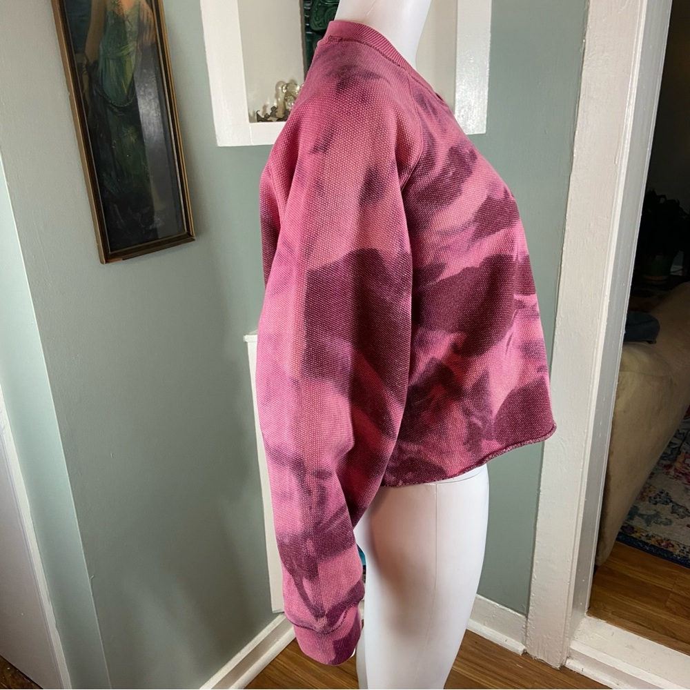Greg Norman Collection Cropped Pink Tie-Dye Sweatshirt XLarge XL Unisex - Picture 4 of 10